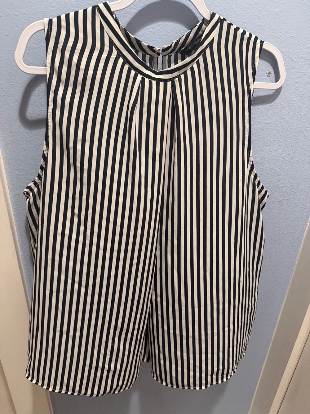 Banana Republic Bundle of 2 Black & White Striped Sleeveless & Short sleeve
